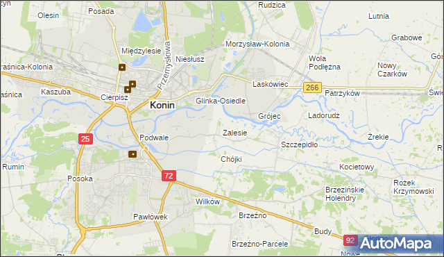 mapa Zalesie gmina Krzymów, Zalesie gmina Krzymów na mapie Targeo