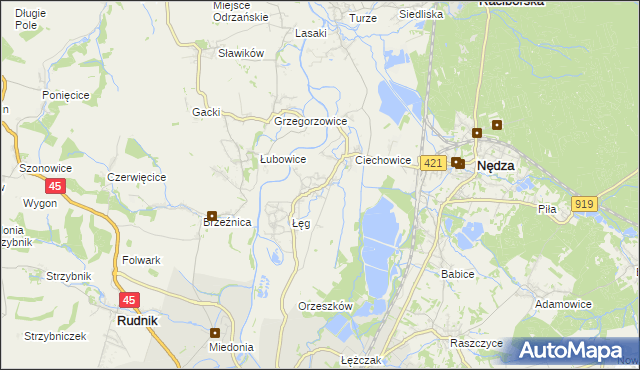 mapa Zawada Książęca, Zawada Książęca na mapie Targeo