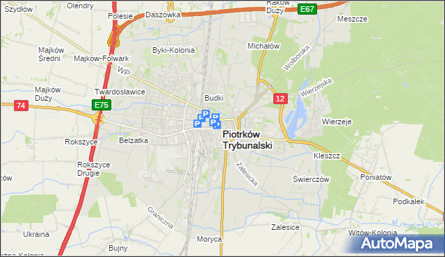 mapa Piotrków Trybunalski, Piotrków Trybunalski na mapie Targeo