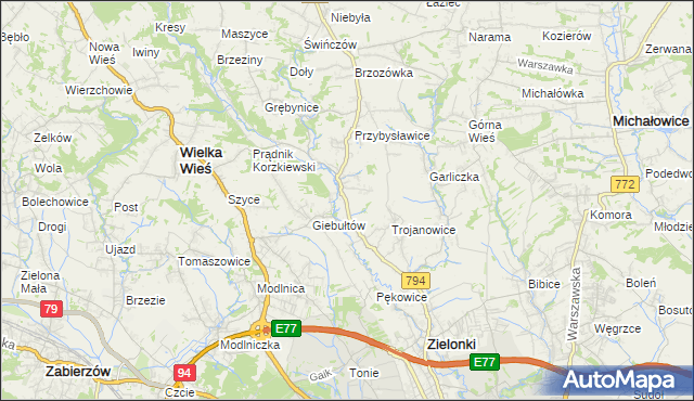 mapa Januszowice gmina Zielonki, Januszowice gmina Zielonki na mapie Targeo