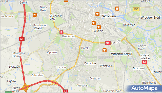 mapa Borek gmina Wrocław, Borek gmina Wrocław na mapie Targeo