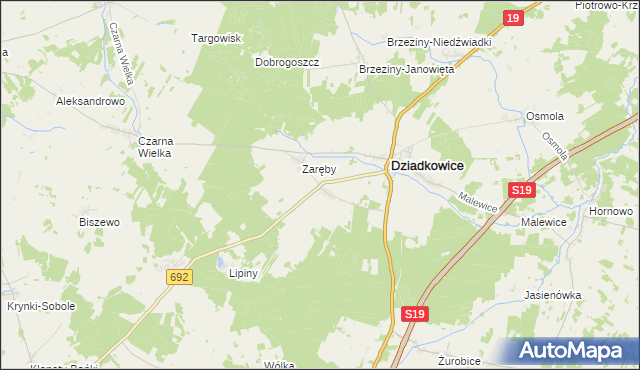 mapa Korzeniówka gmina Dziadkowice, Korzeniówka gmina Dziadkowice na mapie Targeo