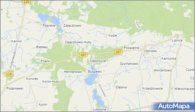 mapa Mielno gmina Szamotuły, Mielno gmina Szamotuły na mapie Targeo