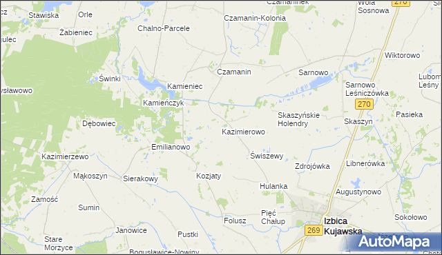 mapa Kazimierowo gmina Izbica Kujawska, Kazimierowo gmina Izbica Kujawska na mapie Targeo