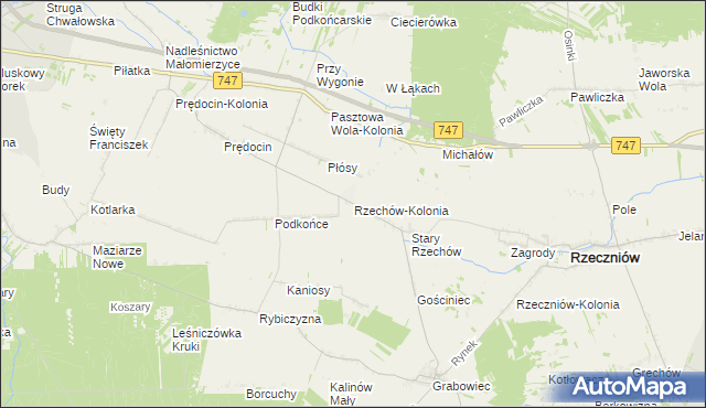 mapa Rzechów-Kolonia, Rzechów-Kolonia na mapie Targeo