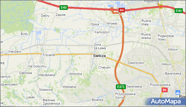 mapa Świlcza, Świlcza na mapie Targeo