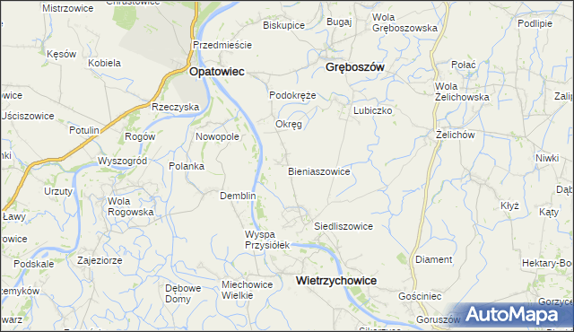 mapa Bieniaszowice, Bieniaszowice na mapie Targeo