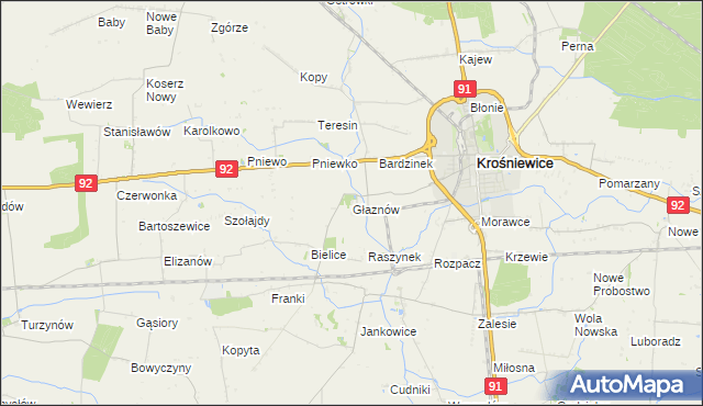 mapa Głaznów, Głaznów na mapie Targeo