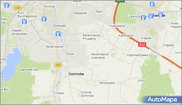 mapa Abramowice Kościelne, Abramowice Kościelne na mapie Targeo