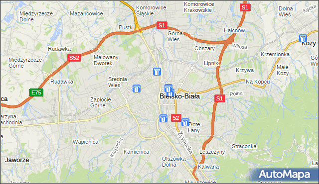 mapa Bielsko-Białej, Bielsko-Biała na mapie Targeo