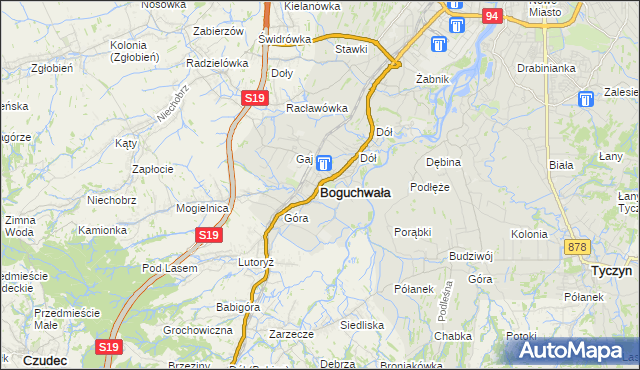 mapa Boguchwała powiat rzeszowski, Boguchwała powiat rzeszowski na mapie Targeo