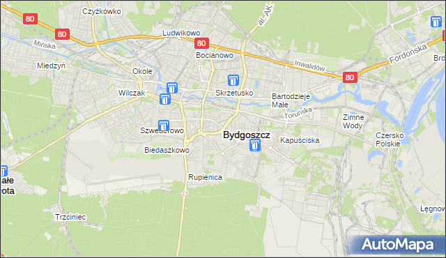mapa Bydgoszczy, Bydgoszcz na mapie Targeo