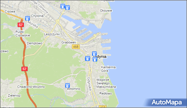 mapa Gdyni, Gdynia na mapie Targeo
