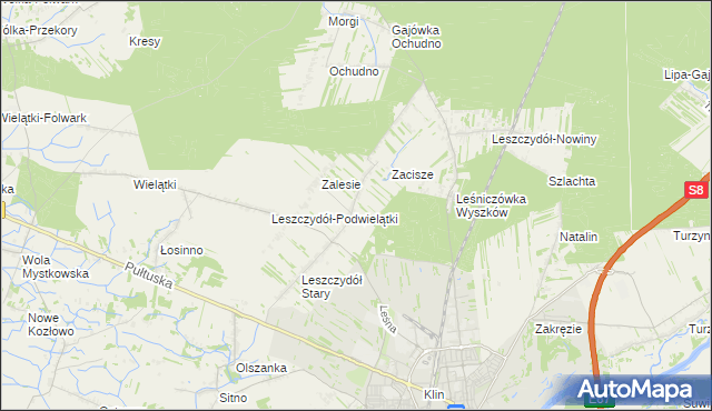 mapa Leszczydół-Pustki, Leszczydół-Pustki na mapie Targeo