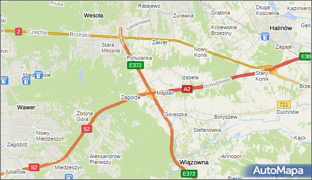 mapa Majdan gmina Wiązowna, Majdan gmina Wiązowna na mapie Targeo
