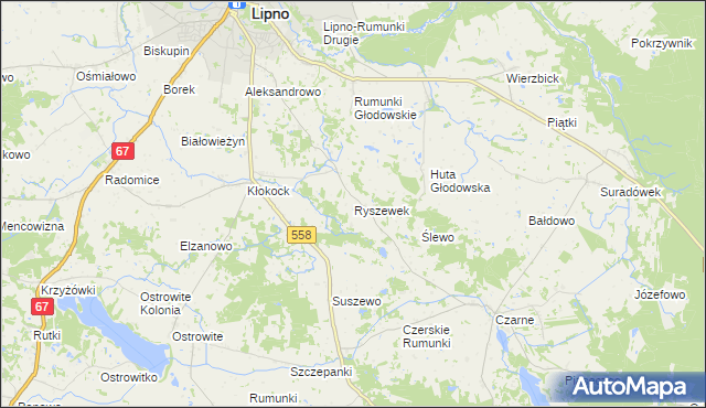 mapa Ryszewek, Ryszewek na mapie Targeo