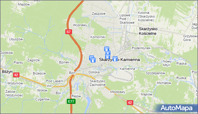 mapa Skarżysko-Kamienna, Skarżysko-Kamienna na mapie Targeo