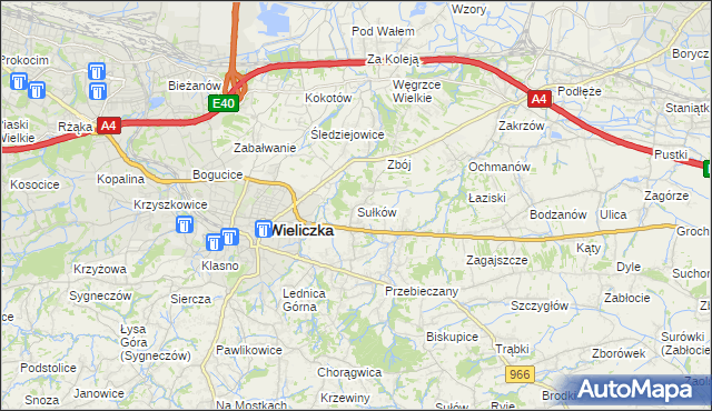 mapa Sułków gmina Wieliczka, Sułków gmina Wieliczka na mapie Targeo