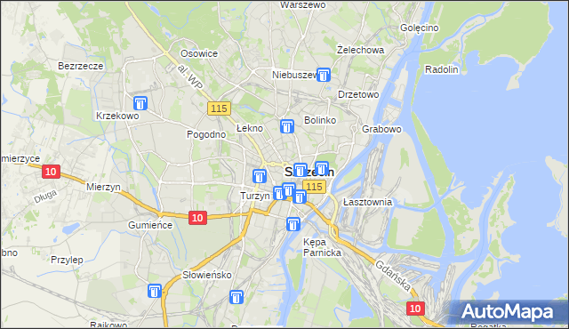 mapa Szczecina, Szczecin na mapie Targeo