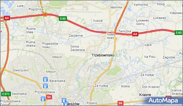 mapa Trzebownisko, Trzebownisko na mapie Targeo