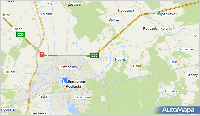 mapa Wysokie gmina Międzyrzec Podlaski, Wysokie gmina Międzyrzec Podlaski na mapie Targeo