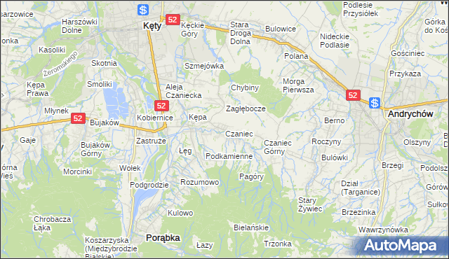 mapa Czaniec, Czaniec na mapie Targeo
