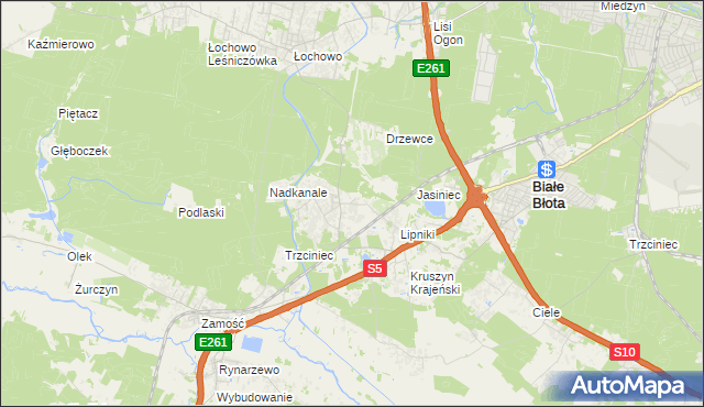 mapa Murowaniec gmina Białe Błota, Murowaniec gmina Białe Błota na mapie Targeo