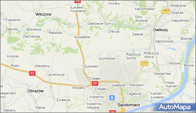 mapa Sucharzów, Sucharzów na mapie Targeo