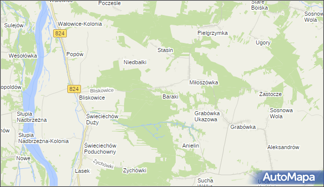 mapa Baraki gmina Annopol, Baraki gmina Annopol na mapie Targeo