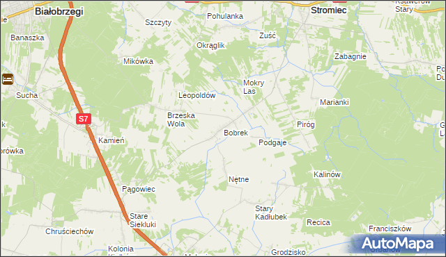 mapa Bobrek gmina Stromiec, Bobrek gmina Stromiec na mapie Targeo