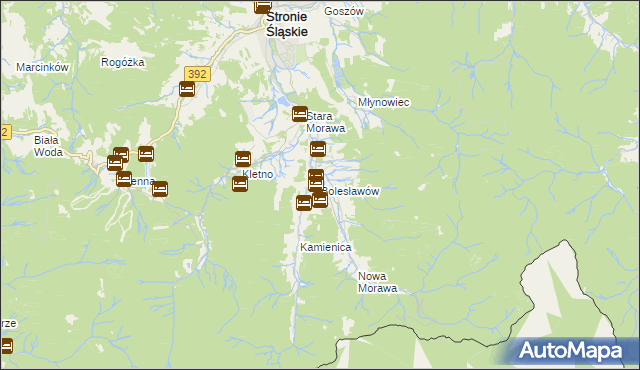 mapa Bolesławów gmina Stronie Śląskie, Bolesławów gmina Stronie Śląskie na mapie Targeo