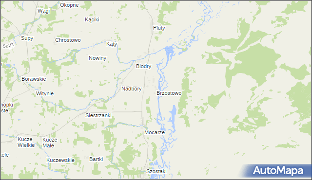 mapa Brzostowo gmina Jedwabne, Brzostowo gmina Jedwabne na mapie Targeo