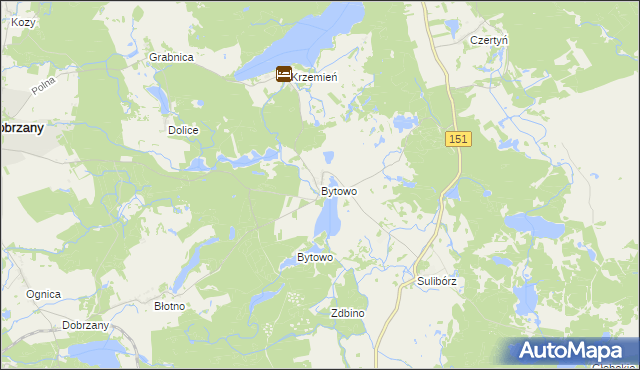 mapa Bytowo gmina Dobrzany, Bytowo gmina Dobrzany na mapie Targeo
