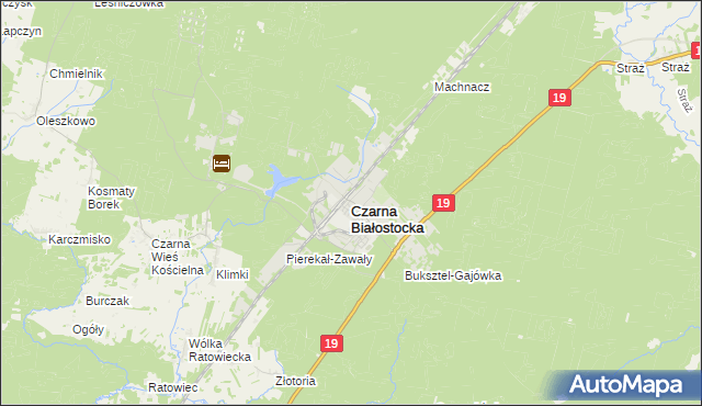 mapa Czarna Białostocka, Czarna Białostocka na mapie Targeo