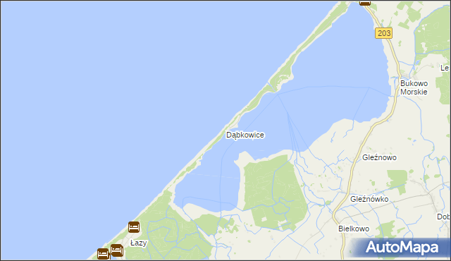 mapa Dąbkowice gmina Darłowo, Dąbkowice gmina Darłowo na mapie Targeo