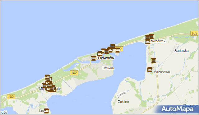 mapa Dziwnów, Dziwnów na mapie Targeo