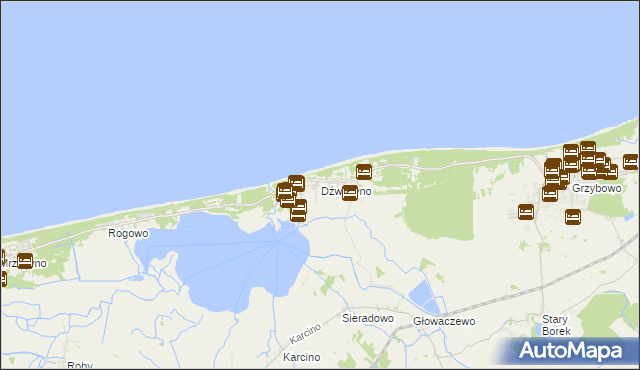 mapa Dźwirzyno, Dźwirzyno na mapie Targeo