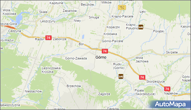 mapa Górno powiat kielecki, Górno powiat kielecki na mapie Targeo