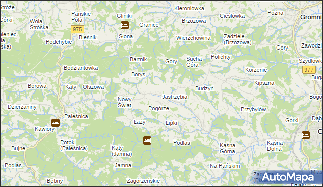mapa Jastrzębia gmina Ciężkowice, Jastrzębia gmina Ciężkowice na mapie Targeo