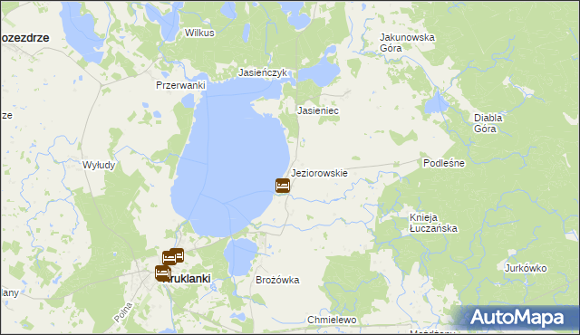 mapa Jeziorowskie gmina Kruklanki, Jeziorowskie gmina Kruklanki na mapie Targeo