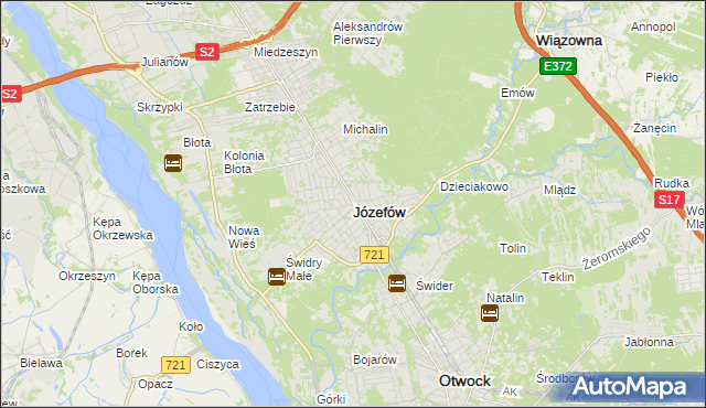 mapa Józefów powiat otwocki, Józefów powiat otwocki na mapie Targeo