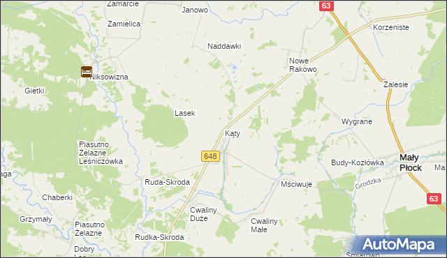 mapa Kąty gmina Mały Płock, Kąty gmina Mały Płock na mapie Targeo