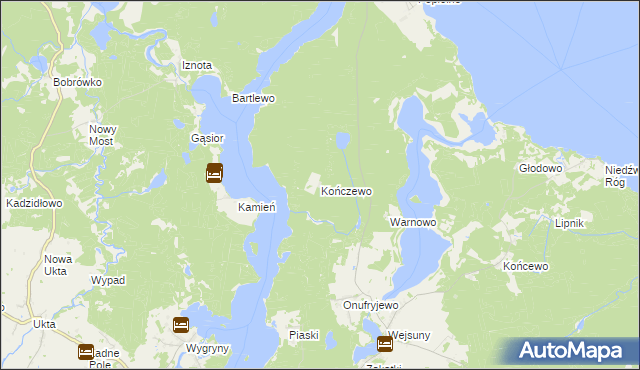 mapa Kończewo gmina Ruciane-Nida, Kończewo gmina Ruciane-Nida na mapie Targeo