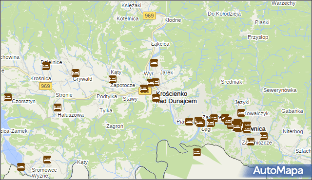 mapa Krościenko nad Dunajcem, Krościenko nad Dunajcem na mapie Targeo