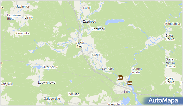 mapa Łążek gmina Osie, Łążek gmina Osie na mapie Targeo