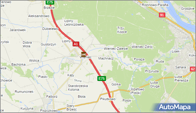 mapa Machnacz gmina Brześć Kujawski, Machnacz gmina Brześć Kujawski na mapie Targeo