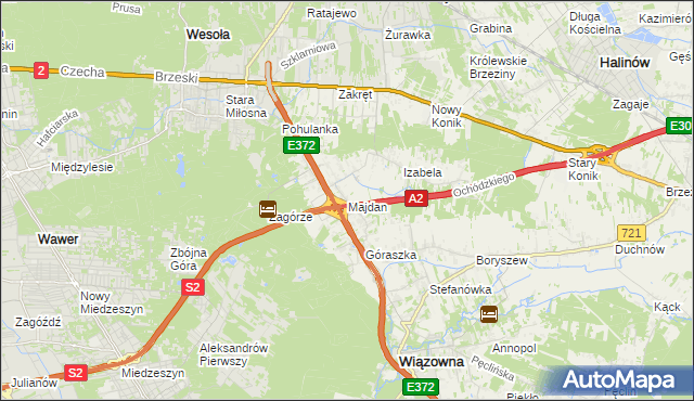 mapa Majdan gmina Wiązowna, Majdan gmina Wiązowna na mapie Targeo