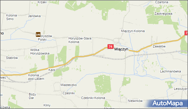 mapa Miączyn-Stacja, Miączyn-Stacja na mapie Targeo