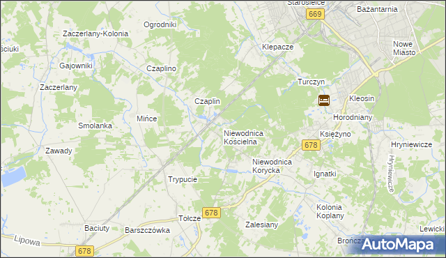 mapa Niewodnica Kościelna, Niewodnica Kościelna na mapie Targeo