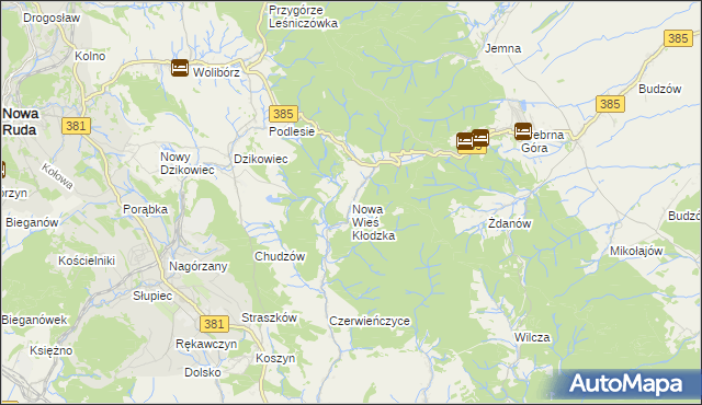 mapa Nowa Wieś Kłodzka, Nowa Wieś Kłodzka na mapie Targeo
